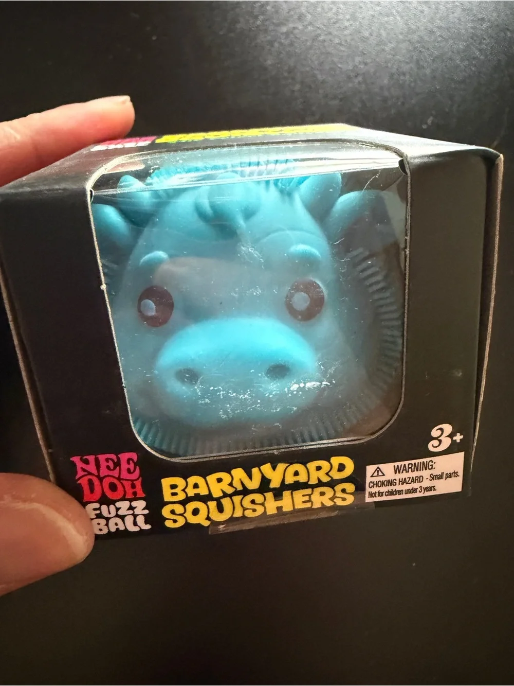 Nee Doh Schylling Barnyard Fuzz Ball Squishers Blue Cow Velvet Squishy Squeeze